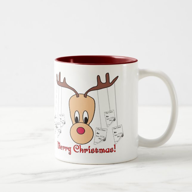 Tasse 2 Couleurs Reindeer Pharmacie Joyeux Noël (Droit)