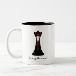 Tasse 2 Couleurs Reine d'échecs noire / Nom personnalisé