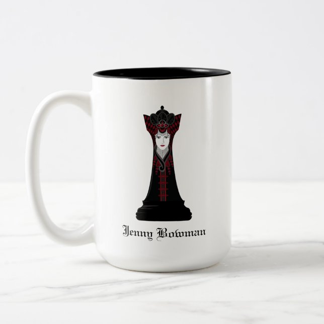 Tasse 2 Couleurs Reine des échecs noirs / Nom personnalisé (Gauche)