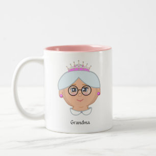 Tasse 2 Couleurs Reine Mamie, Maman, Tante, Enseignante & Cœur