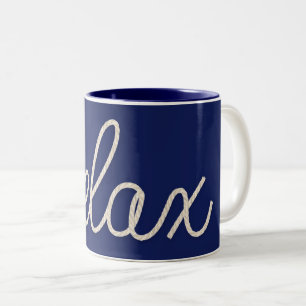 Tasse 2 Couleurs RELAX Corde Nautionne sur Fond Bleu Marine