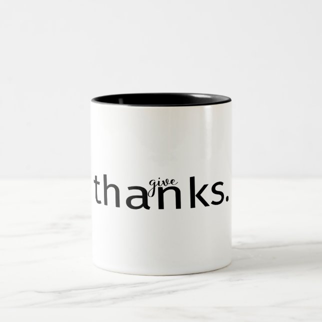 Tasse 2 Couleurs Remercier la typographie | Musique (Centre)