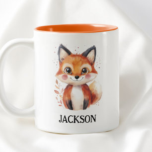 Tasse 2 Couleurs Renard d'automne Aquarelle Animal Simple Mignon No