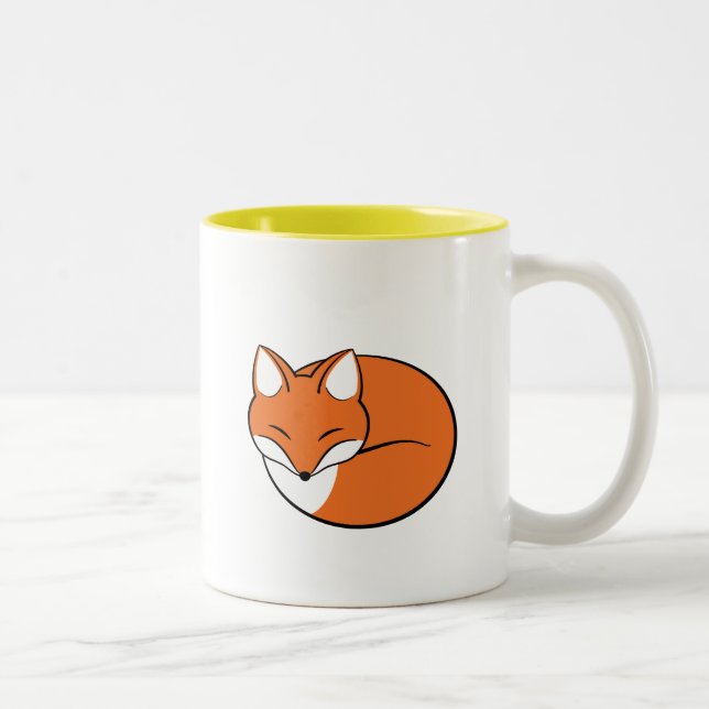 Tasse 2 Couleurs Renard de dessin dormant (Droit)