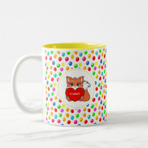 Tasse 2 Couleurs Renard Mignon & Ballons Festifs Multicolores