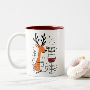 Tasse 2 Couleurs Renne ivre et lumineux