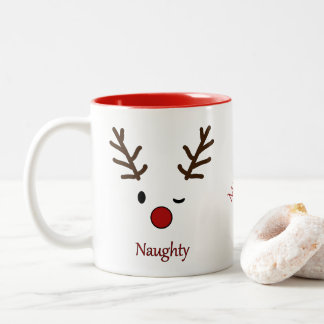 Tasse 2 Couleurs Renne personnalisé vilain et Nice
