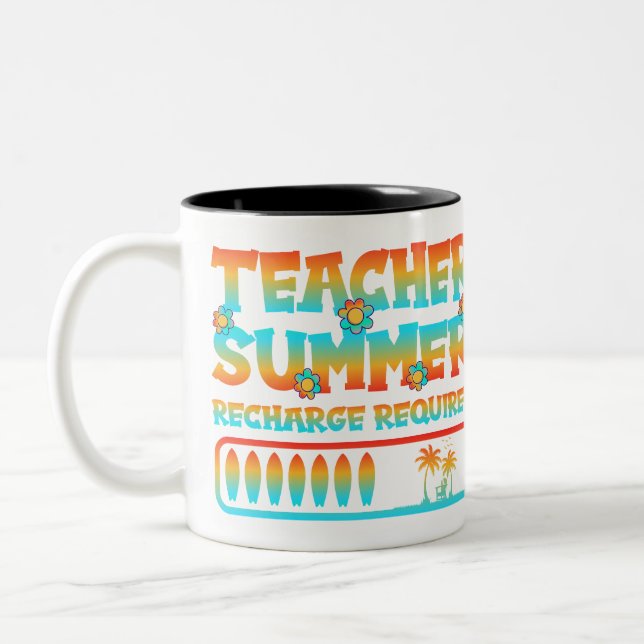 Tasse 2 Couleurs Reprise estivale de l'enseignant Vacance obligatoi (Gauche)