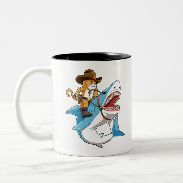 Tasse 2 Couleurs Requin à cheval de chat (Gauche)