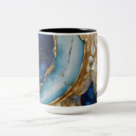 Tasse 2 Couleurs Résumé fluide or-marine Plage