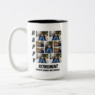 Tasse 2 Couleurs Retraite simple personnalisée 9 Photo Collage