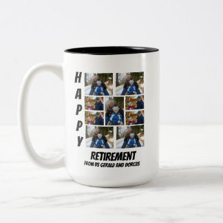 Tasse 2 Couleurs Retraite simple personnalisée 9 Photo Collage