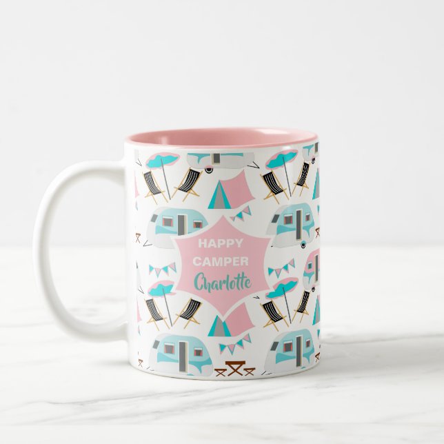 Tasse 2 Couleurs Retro Caravan Camping Cute Personnalisé  (Gauche)
