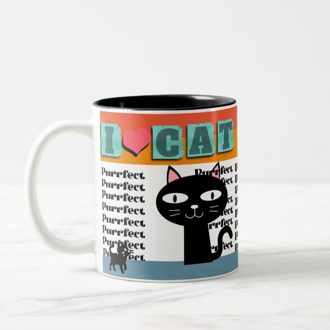 Tasse 2 Couleurs Retro Cat Lover Graphic (Gauche)