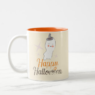 Tasse 2 Couleurs Retro Ghost Doodle Design Halloween