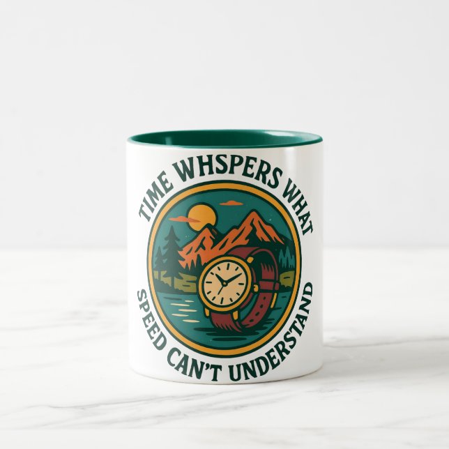 Tasse 2 Couleurs Retro Mountain Watch Quote (Centre)