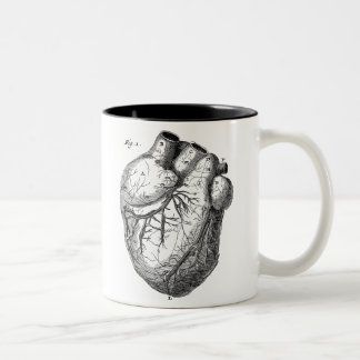 Tasse 2 Couleurs Rétros coeurs cardiaques d'anatomie de coeur