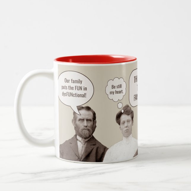 Tasse 2 Couleurs Réunion familiale | Funny Antique Photo personnali (Gauche)