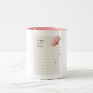 Tasse 2 Couleurs Rêve Amour Espoir Notes Fleur Rose