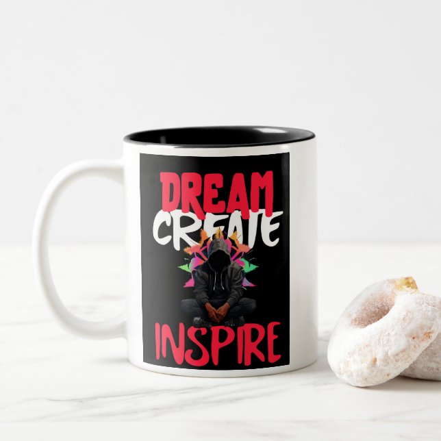 Tasse 2 Couleurs Rêver, créer, inspirer (Avec donut)