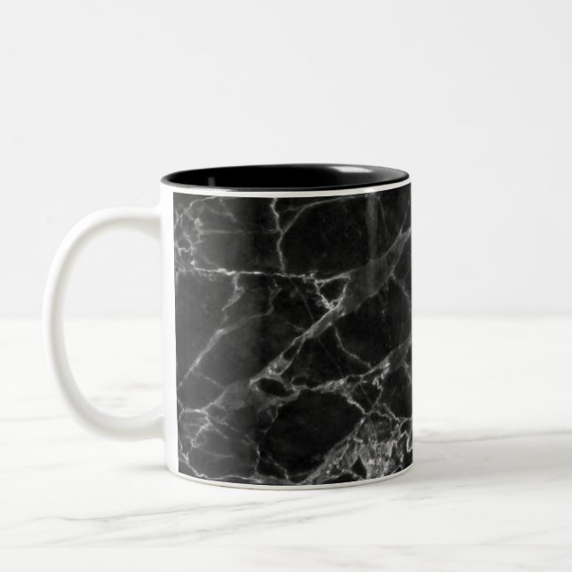 Tasse 2 Couleurs Revêtement en pierre de marbre noir (Gauche)