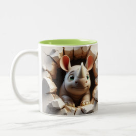 Tasse 2 Couleurs Rhinoceros Bébé Cute 3D Hot Cocoa Coffee Animaux