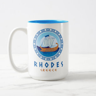 Tasse 2 Couleurs Rhodes, Grèce Conception de navires grecs