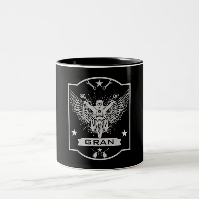 Tasse 2 Couleurs Rider moto Grandma (Centre)