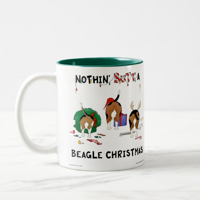 Tasse 2 Couleurs Rien n'aboutent Noël de beagle (Gauche)