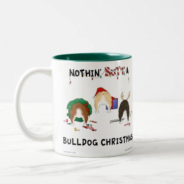 Tasse 2 Couleurs Rien n'aboutent Noël de bouledogue (Gauche)