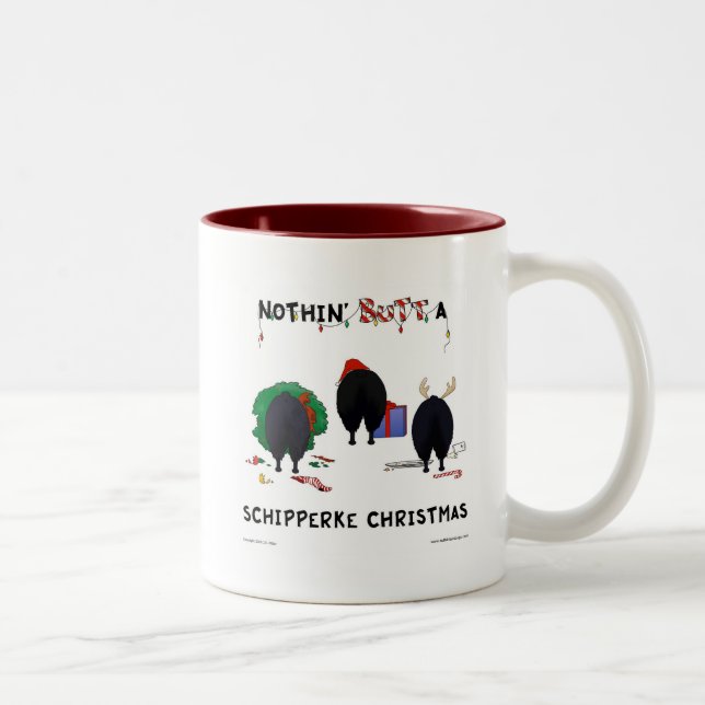 Tasse 2 Couleurs Rien n'aboutent Noël de Schipperke (Droit)