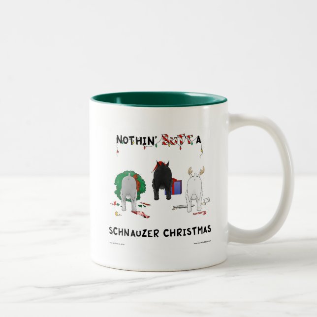 Tasse 2 Couleurs Rien n'aboutent Noël de Schnauzer (Droit)