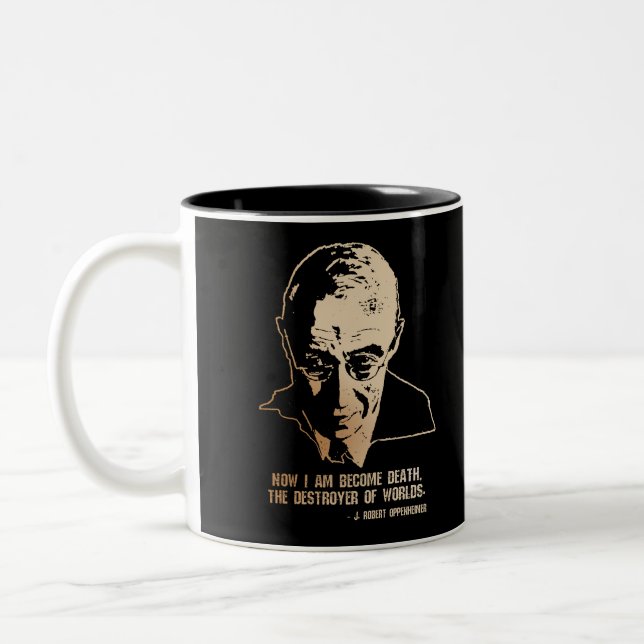 Tasse 2 Couleurs Robert Oppenheimer - Destroyer of Worlds Quote (Gauche)