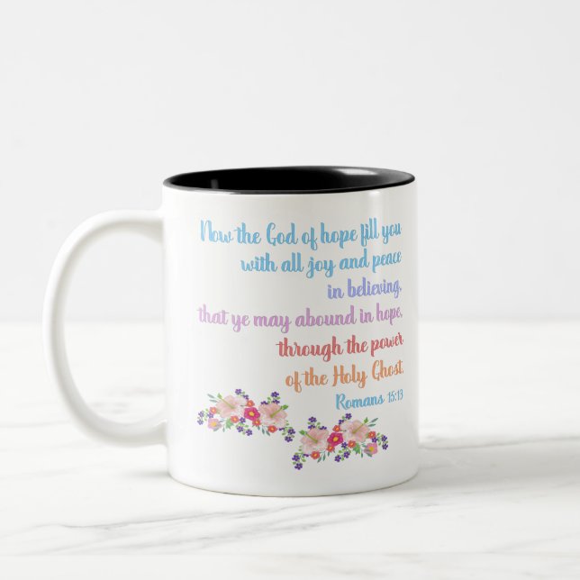 Tasse 2 Couleurs Romains 15 versets bibliques (Gauche)