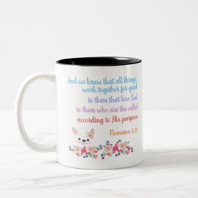 Tasse 2 Couleurs Romans 8 Verset Bible Design (Gauche)