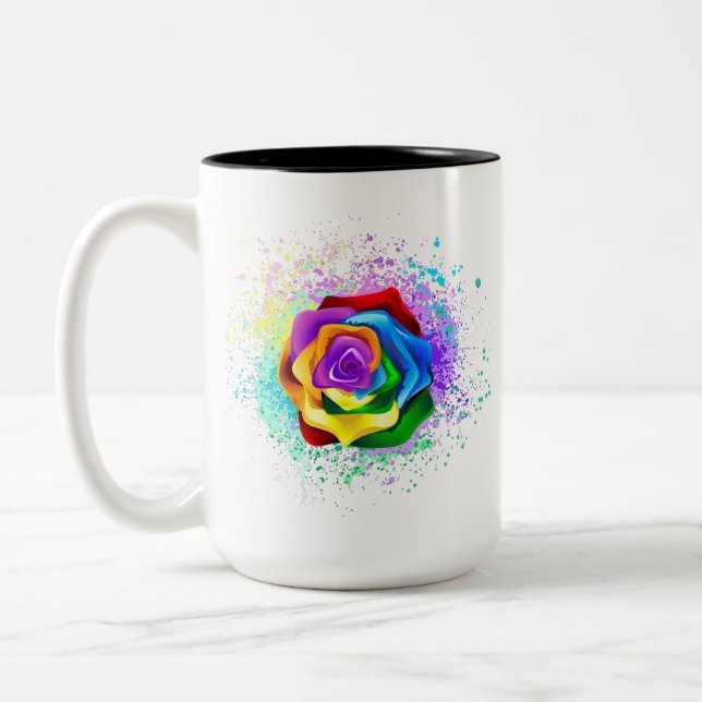 Tasse 2 Couleurs Rose arc-en-ciel coloré (Gauche)