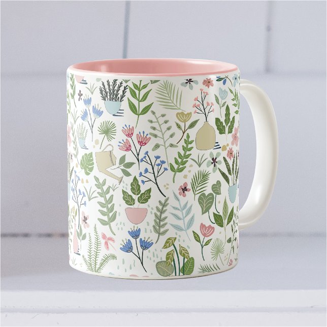 Tasse 2 Couleurs Rose Bleu Pot Plante Fleurs verdure (Créateur téléchargé)