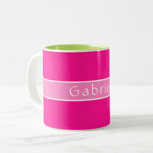 Tasse 2 Couleurs Rose chaud personnalisé simple