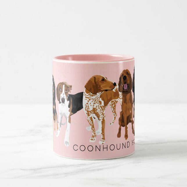 Tasse 2 Couleurs Rose de maman de Coonhound (Centre)