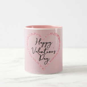 Tasse 2 Couleurs Rose Pailleté Écriture Romantique Saint-Valentin