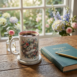 Tasse 2 Couleurs Rose paisley floral personnalisé