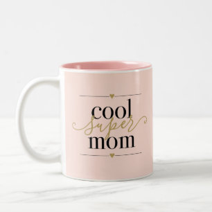 Tasse 2 Couleurs Rose poudré et or Mère super cool élégante moderne