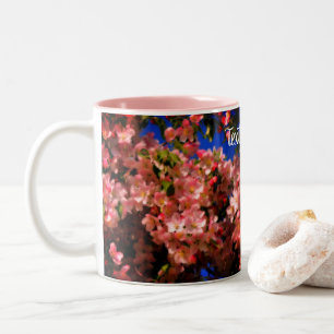 Tasse 2 Couleurs Rose Printemps fleurit Floral Art Personnalisé