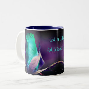 Tasse 2 Couleurs Rosebud Floral Turquoise Personnalisé 