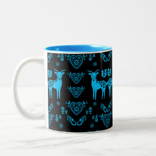 Tasse 2 Couleurs Rosemaling Norwegian Folk Art