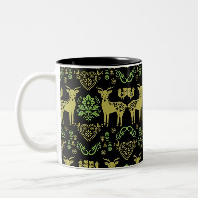 Tasse 2 Couleurs Rosemaling Norwegian Folk Art (Gauche)