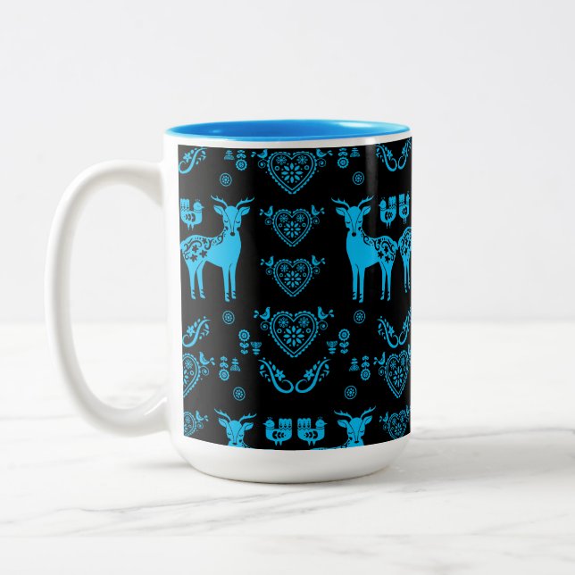 Tasse 2 Couleurs Rosemaling Norwegian Folk Art (Gauche)