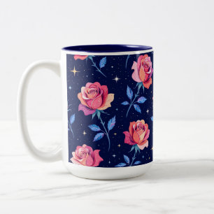 Tasse 2 Couleurs Roses Vibrantes Contre Ciel Nocturne Étoilé