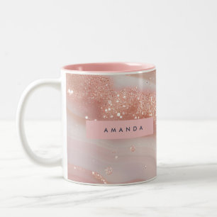 Tasse 2 Couleurs Rouge à joues personnalisé Marbre Rose Gold scinti