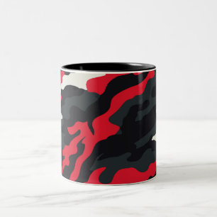 Tasse 2 Couleurs Rouge Noir Gris Blanc Camouflage Camo Motif